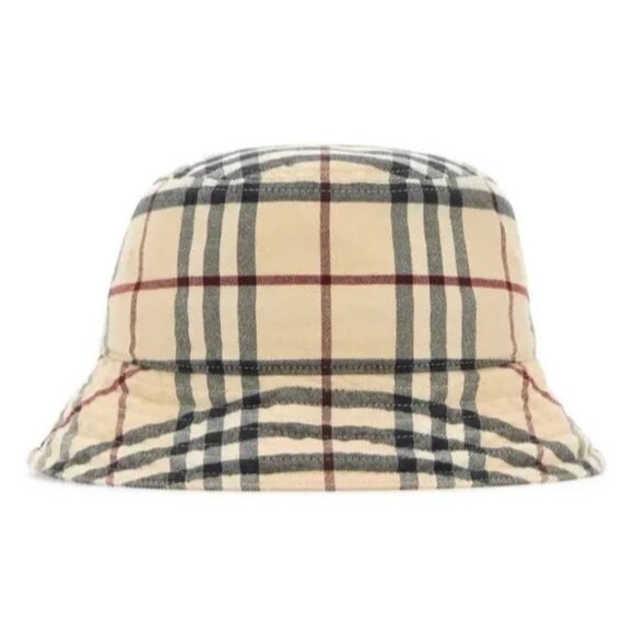 Burberry Unisex Classic Nova Check Patterned Cotton Bucket Hat In Stone M 807565 - Picture 1 of 11